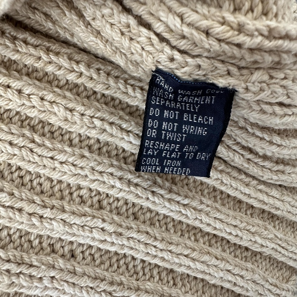 Vintage Polo Ralph Lauren Rib Knit Sweater Mens XL Beige Thick Heavy Chunky 90s - Picture 6 of 6